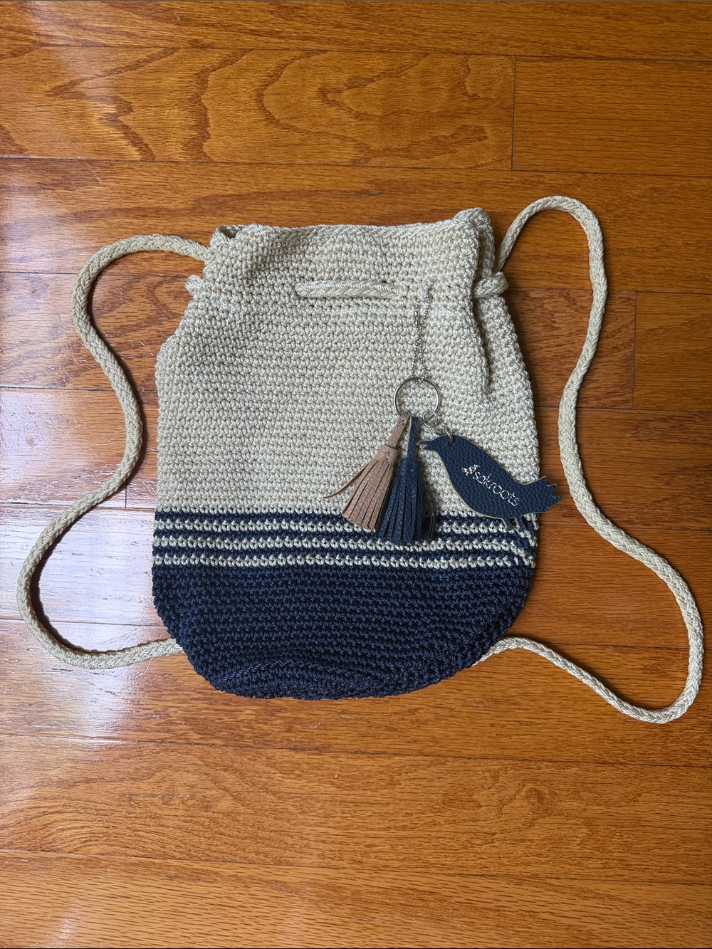 Sakroots Bohemian Style Crocheted Backpack Bucket Purse